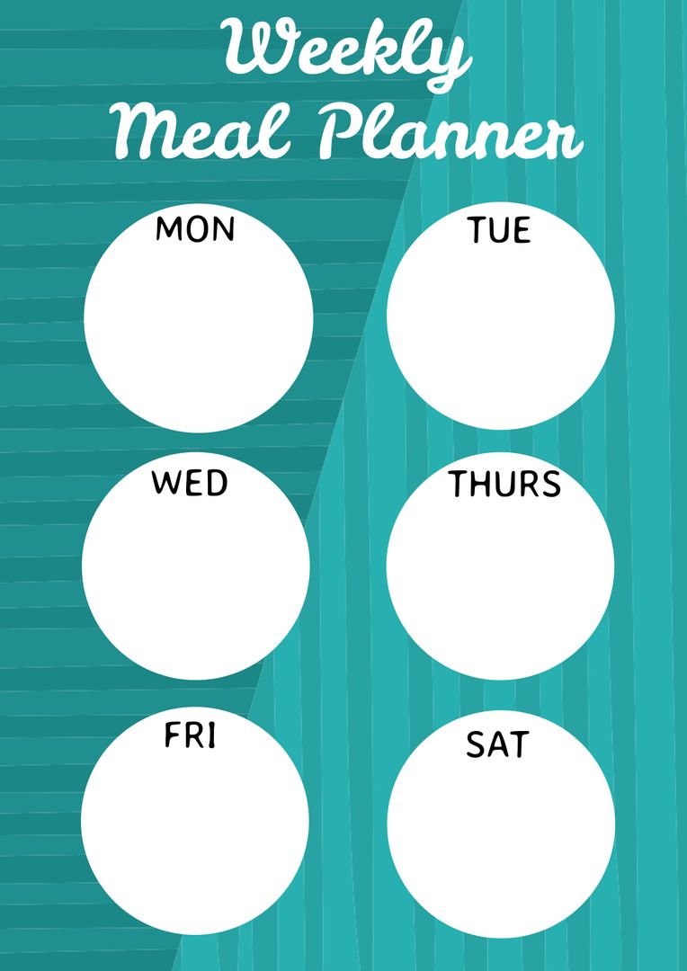 Weekly Meal Planner Template with Circular Entries for Monday to Saturday - Download Free Stock Templates Pikwizard.com