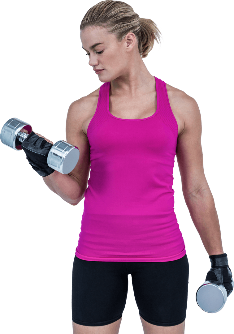 Athletic Woman Exercising with Dumbbells Transparent Background