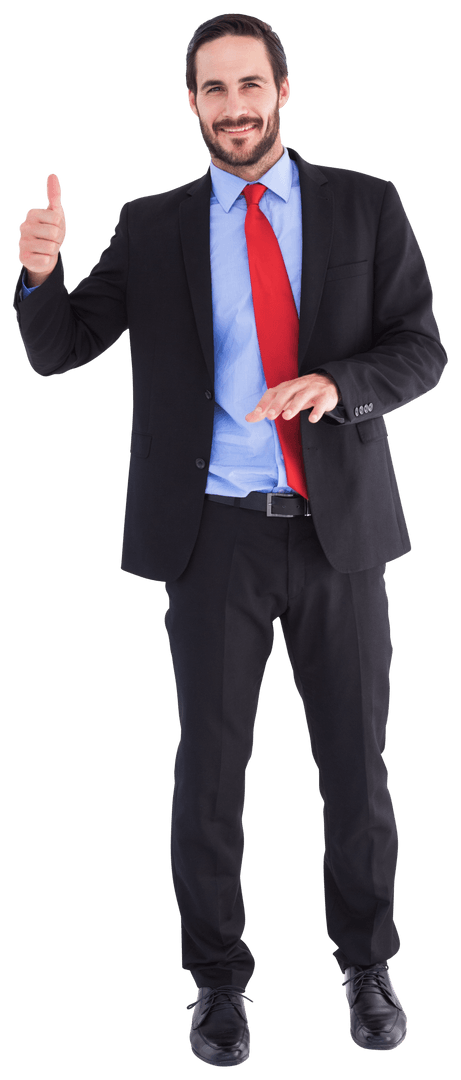 Transparent Businessman Giving Thumbs Up in Suit and Tie