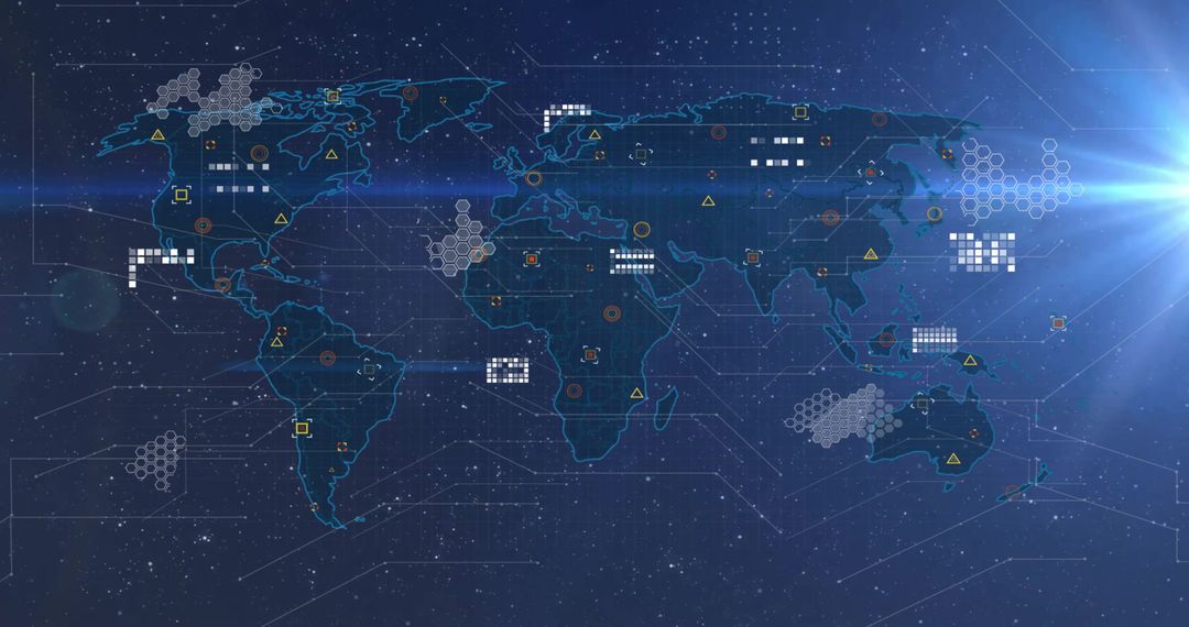 Global Data Processing Over World Map with Futuristic Interface - Free Images, Stock Photos and Pictures on Pikwizard.com