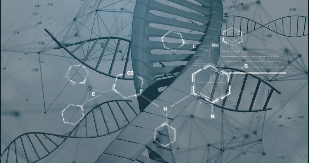 Digital DNA Strand with Molecular Structures in Science Concept