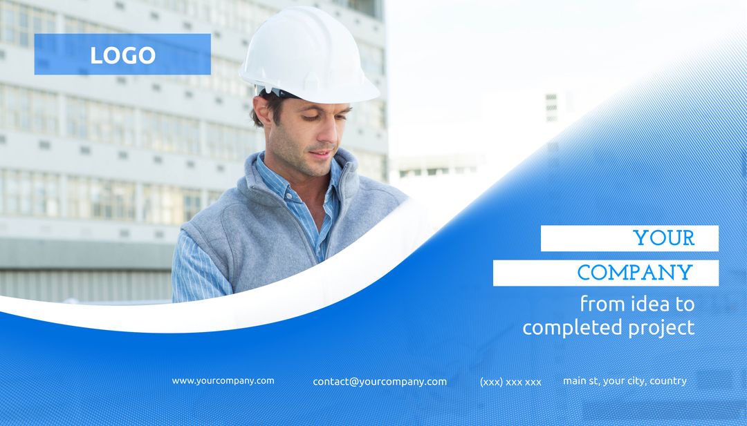 Professional Project Manager Overseeing Construction Site with Hard Hat - Download Free Stock Templates Pikwizard.com