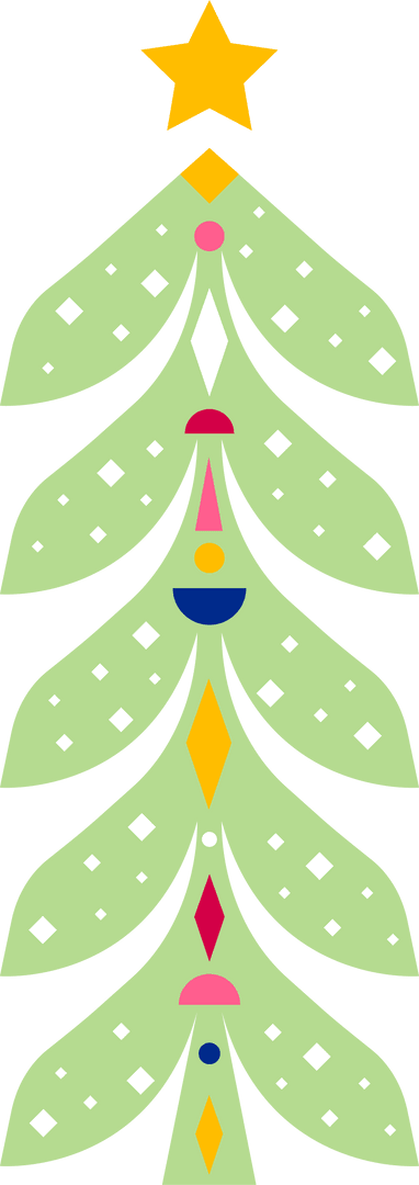 Minimalist Geometric Evergreen Christmas Tree on Transparent Background