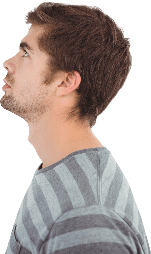 Man Looking Upward Transparent Side View