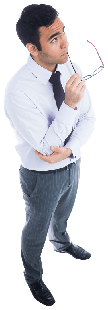 Thoughtful Asian Businessman Holding Glasses on Transparent Background - Download Free Stock Images Pikwizard.com