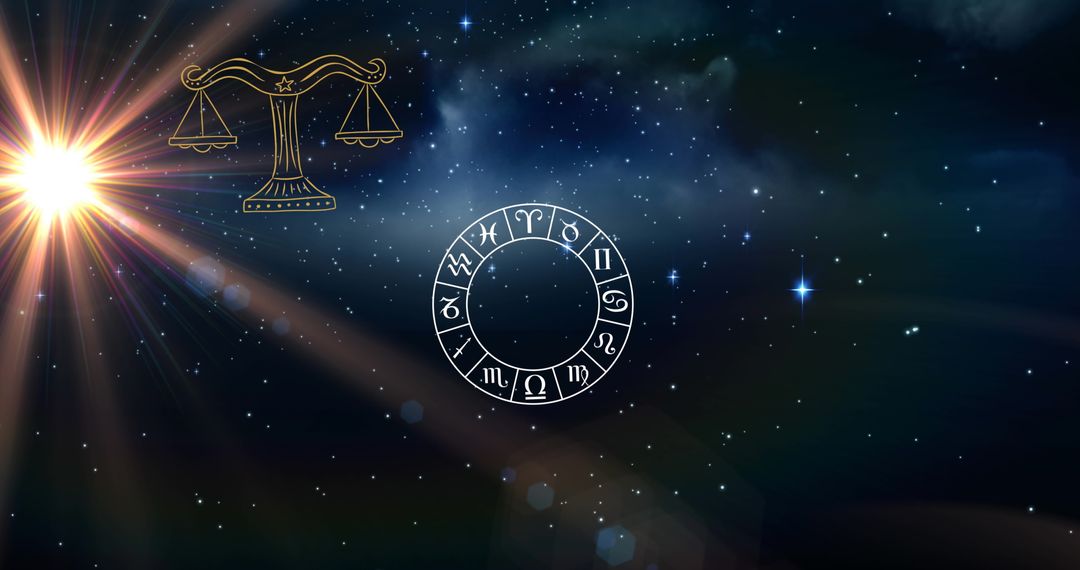 Zodiac Astrology Symbols Illuminated by Starlight Glow