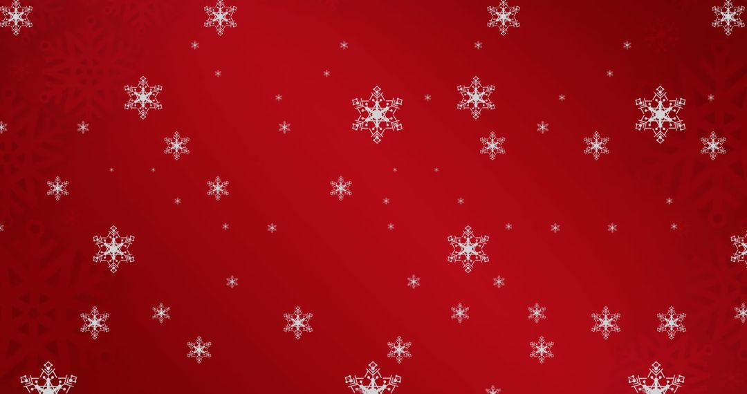 Festive Snowflakes on Red Christmas Background