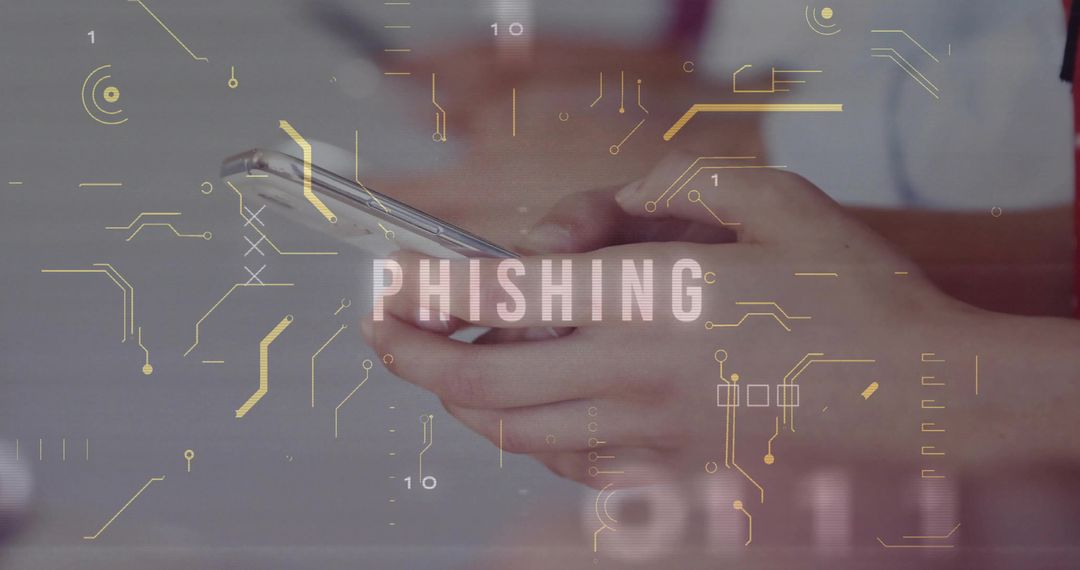 Phishing Alert Overlaid on Futuristic Phone Use Concept