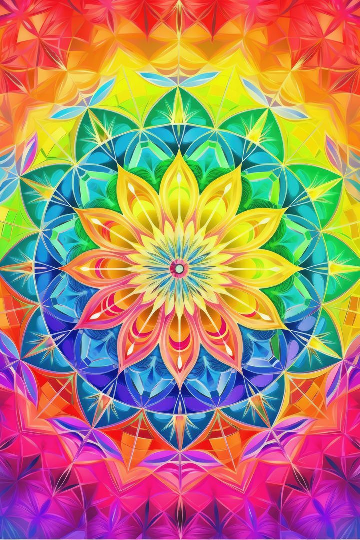 Colorful Mandala Artwork with Bright Geometric Patterns - Free Images, Stock Photos and Pictures on Pikwizard.com