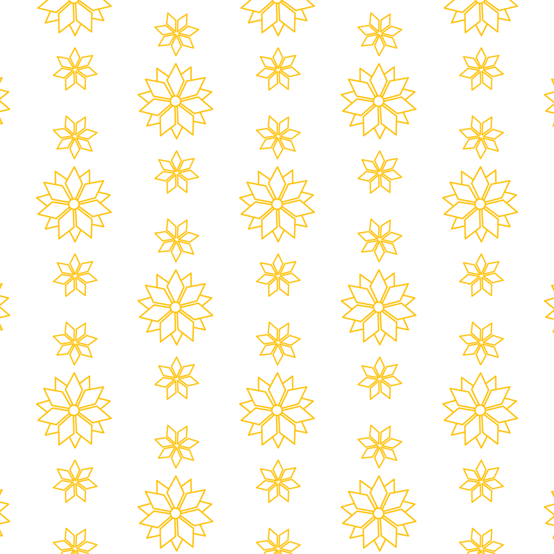 Yellow snowflake pattern on transparent background festive design