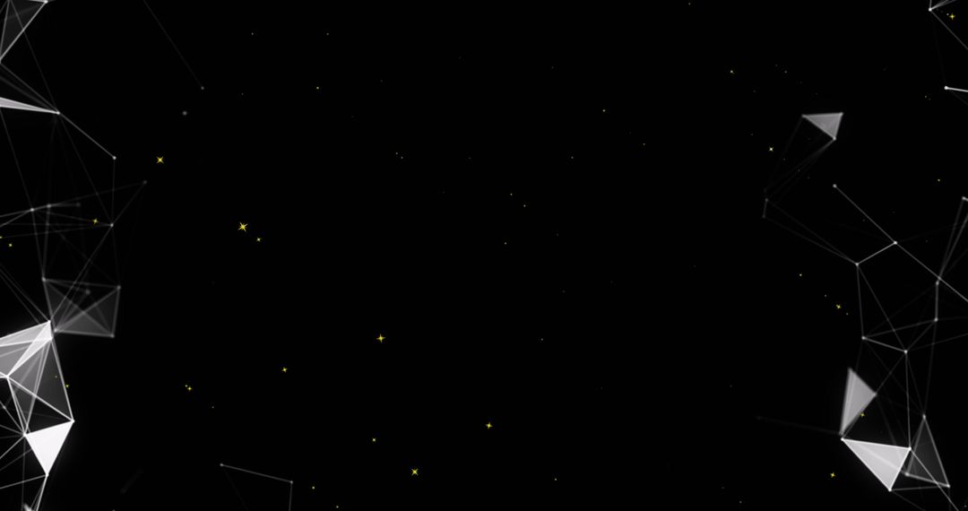 Abstract Geometric Shapes with Twinkling Stars on Black Background