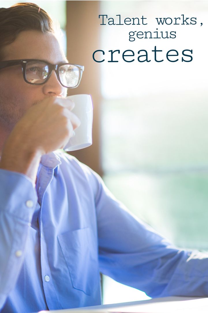 Contemplative Man with Coffee Inspiring Creativity