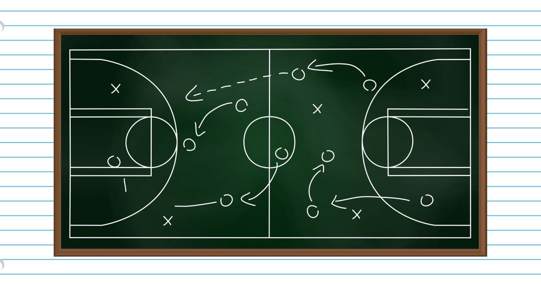 Basketball Strategy Planning on Chalkboard