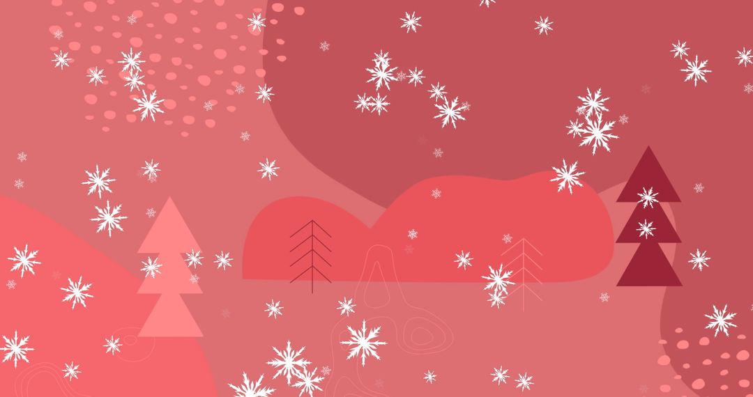 Falling Snowflakes Against Pink Winter Wonderland Backdrop