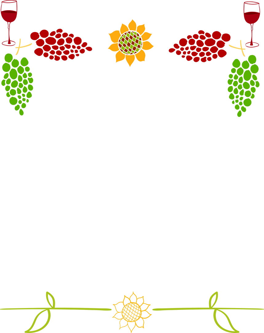 Transparent Border with Grapes, Wine Glasses, and Flowers Illustration - Download Free Stock Images Pikwizard.com