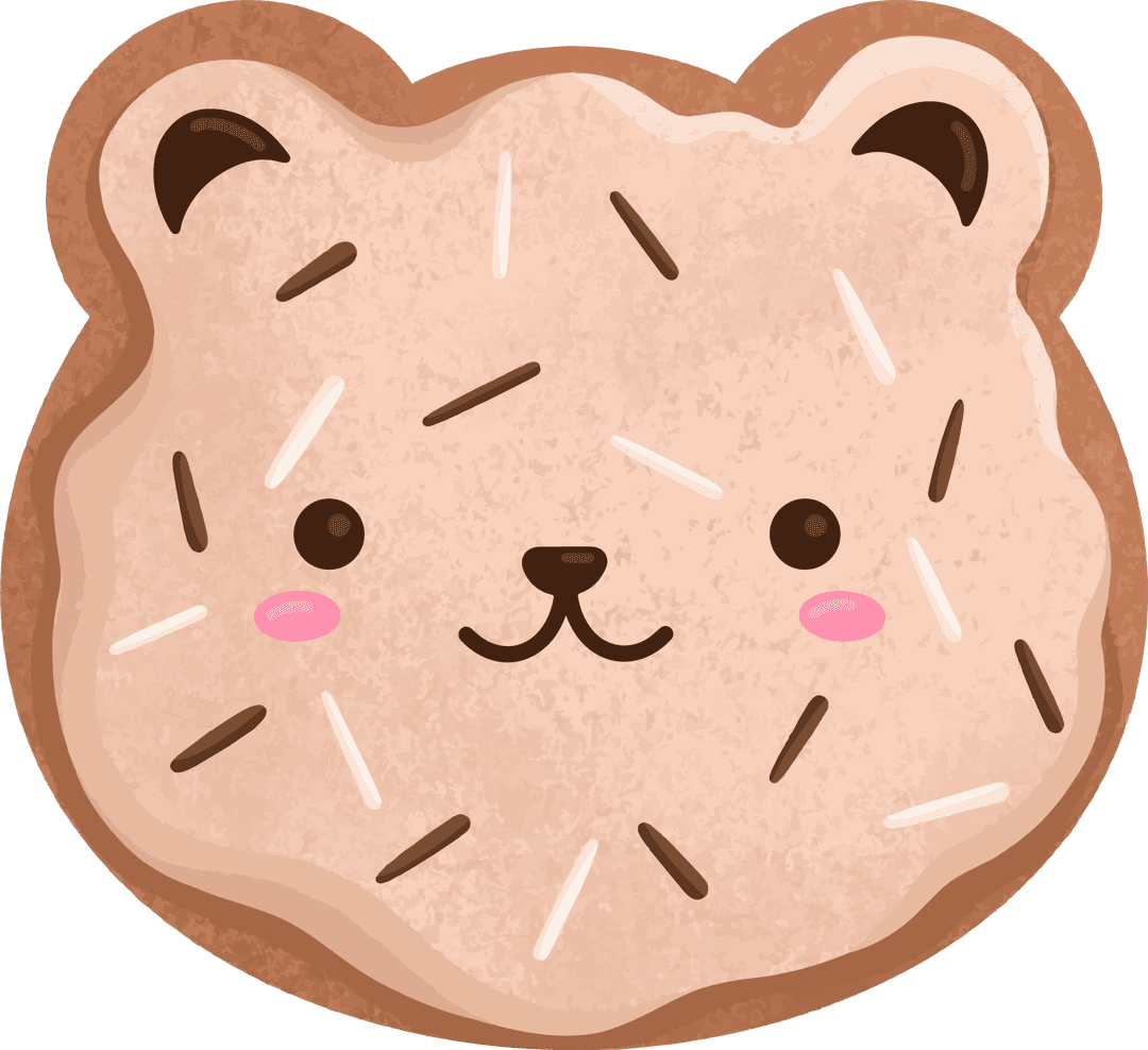 Cute Bear Shaped Cookie Illustration on Transparent Background