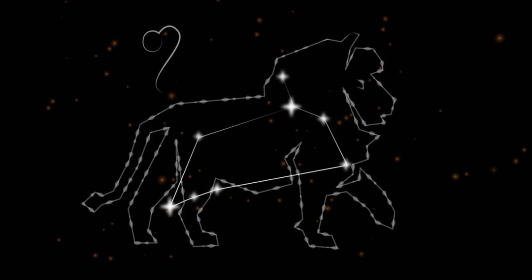 Leo Zodiac Constellation Glowing Against Starry Sky - Free Images, Stock Photos and Pictures on Pikwizard.com