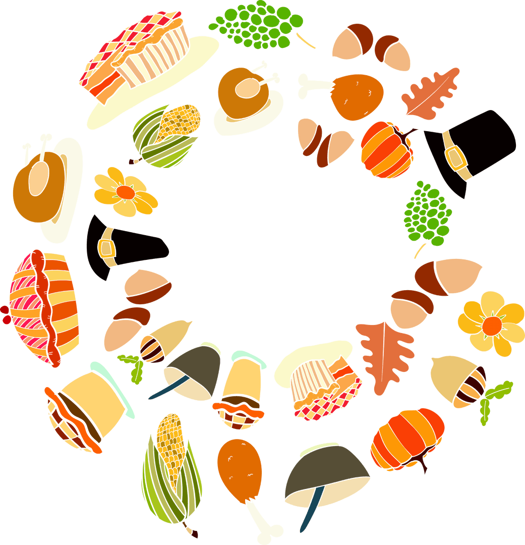 Transparent Circular Frame Made of Thanksgiving Foods