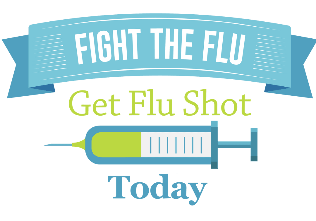 Fight the Flu Graphic with Syringe on Transparent Background