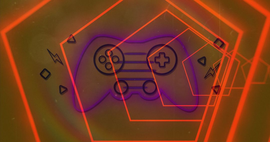 Neon Gamepad Icon with Futuristic Tunnel Effect