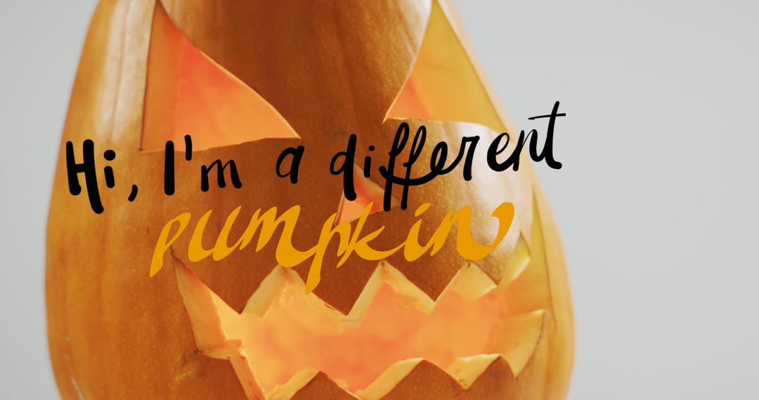 Playful Carved Pumpkin with Halloween Greeting Text