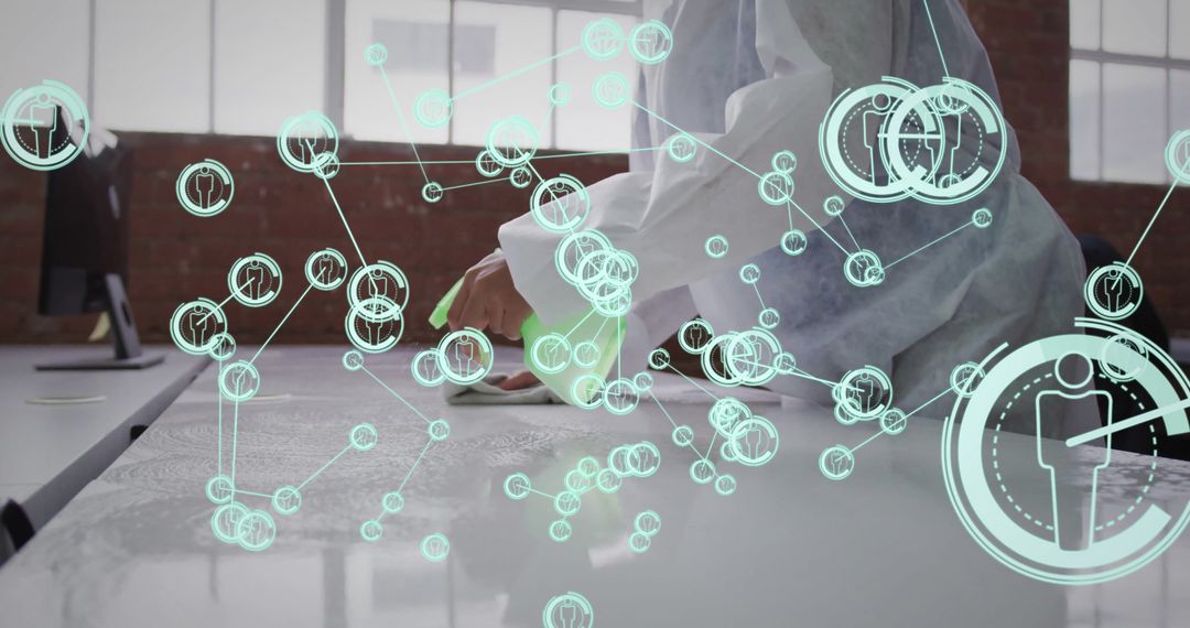 Technician in Modern Laboratory With Digital Interfaces