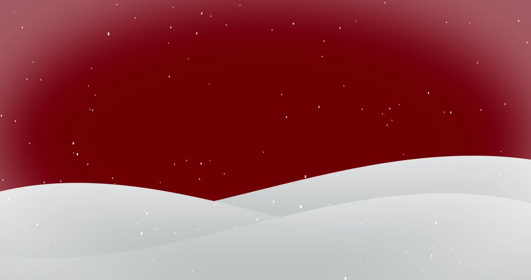 Winter Wonderland with Falling Snow on Red Background