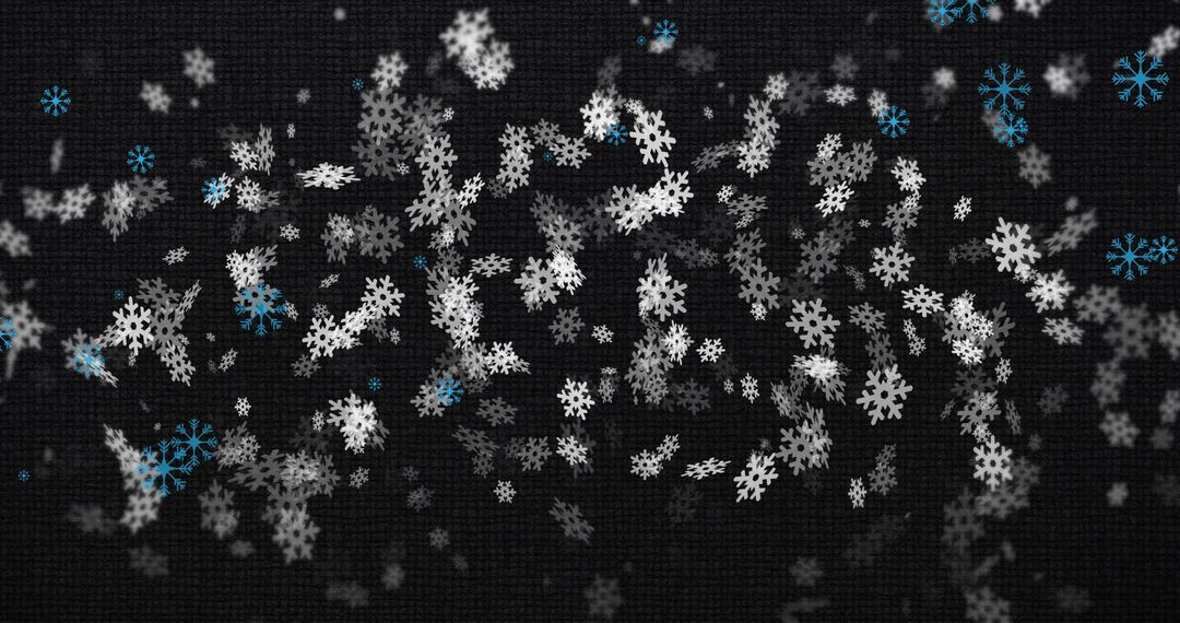 Digital Snowflakes Falling on Dark Background for Winter Design