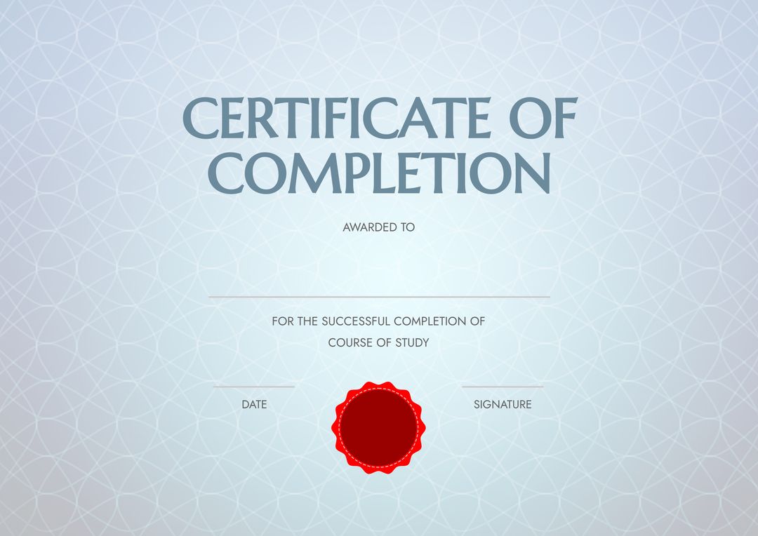 Elegant Certificate of Completion Template with Geometric Background - Download Free Stock Templates Pikwizard.com