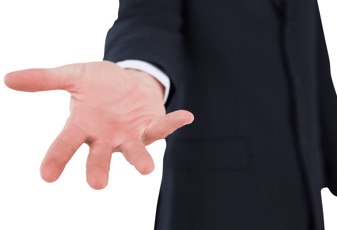 Transparent Businessman Reaching with Open Hand in Suit