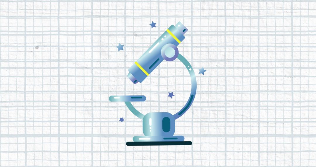 Animated Microscope Icon on Grid Background for Education Concept