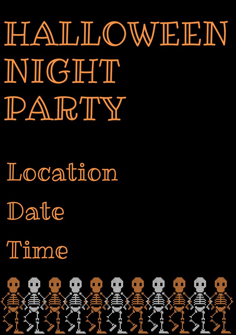 Spooky Halloween Night Party Invitation with Dancing Skeletons - Download Free Stock Templates Pikwizard.com