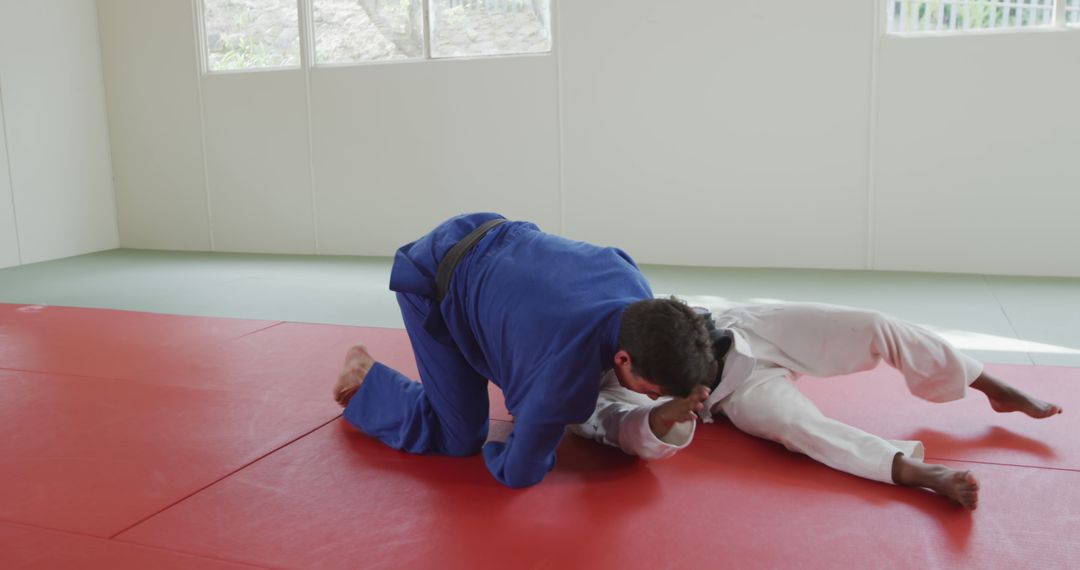 Men Practicing Judo Techniques on Mat - Free Images, Stock Photos and Pictures on Pikwizard.com