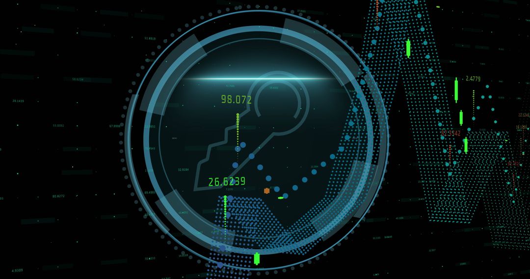 Digital Key Icon Within Futuristic Interface for Cybersecurity