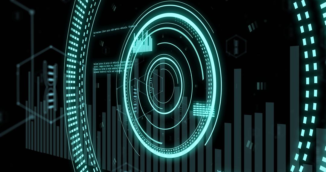 Futuristic Data Processing Interface with DNA Strand Visualization