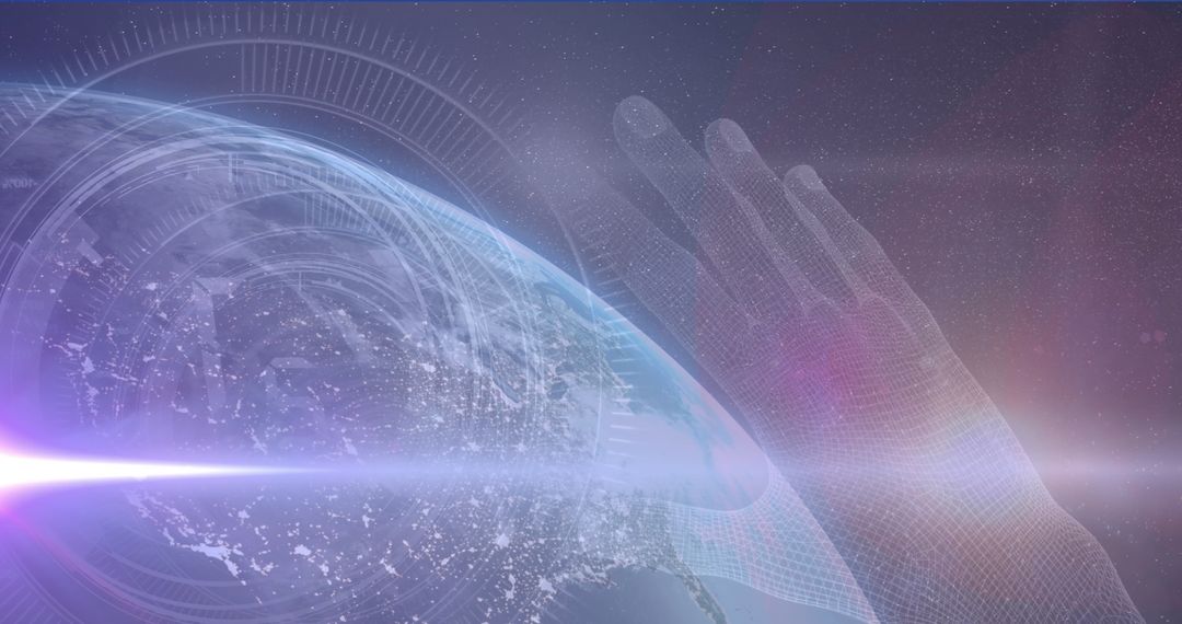 Digital Interaction with Global Network in Futuristic Schematic