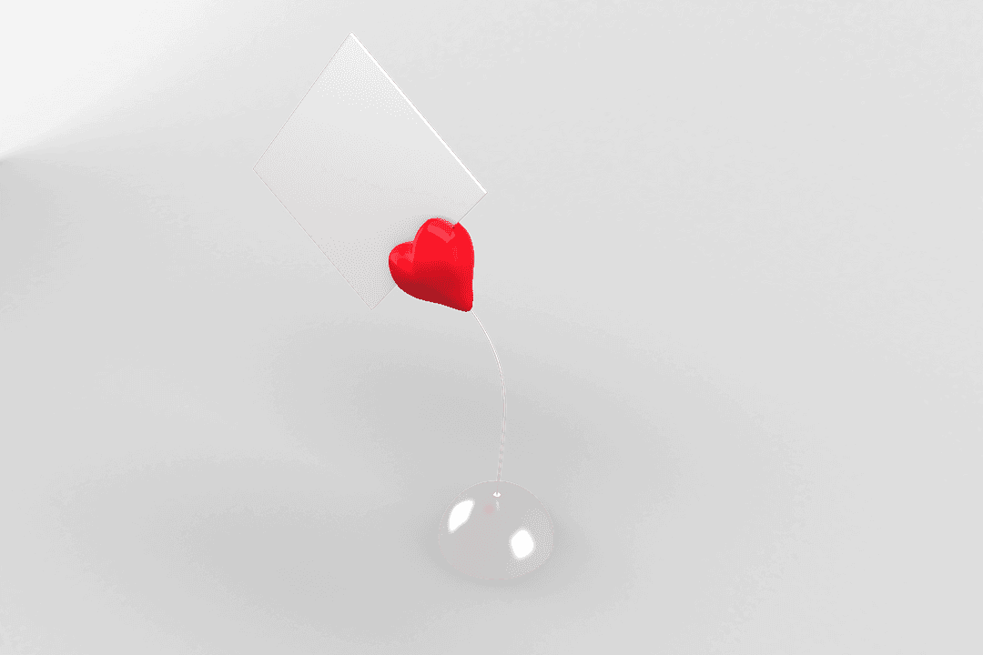 Red Heart Card Holder with Envelope on Transparent Background