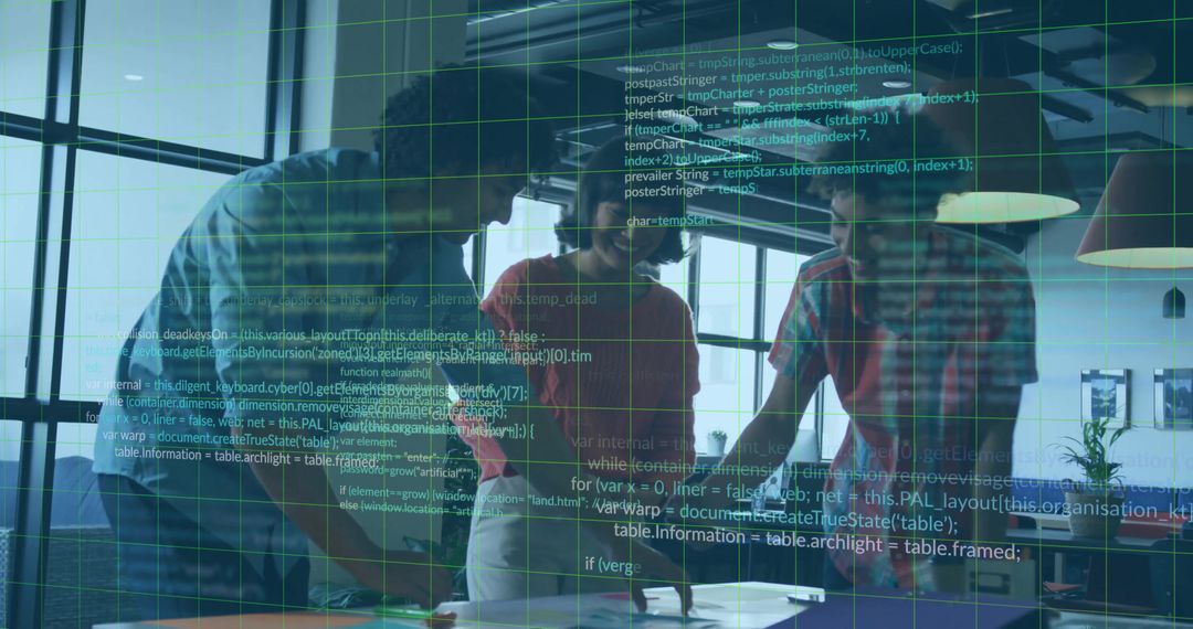 Innovative Team Collaboration in Modern Sunlit Office Workspace