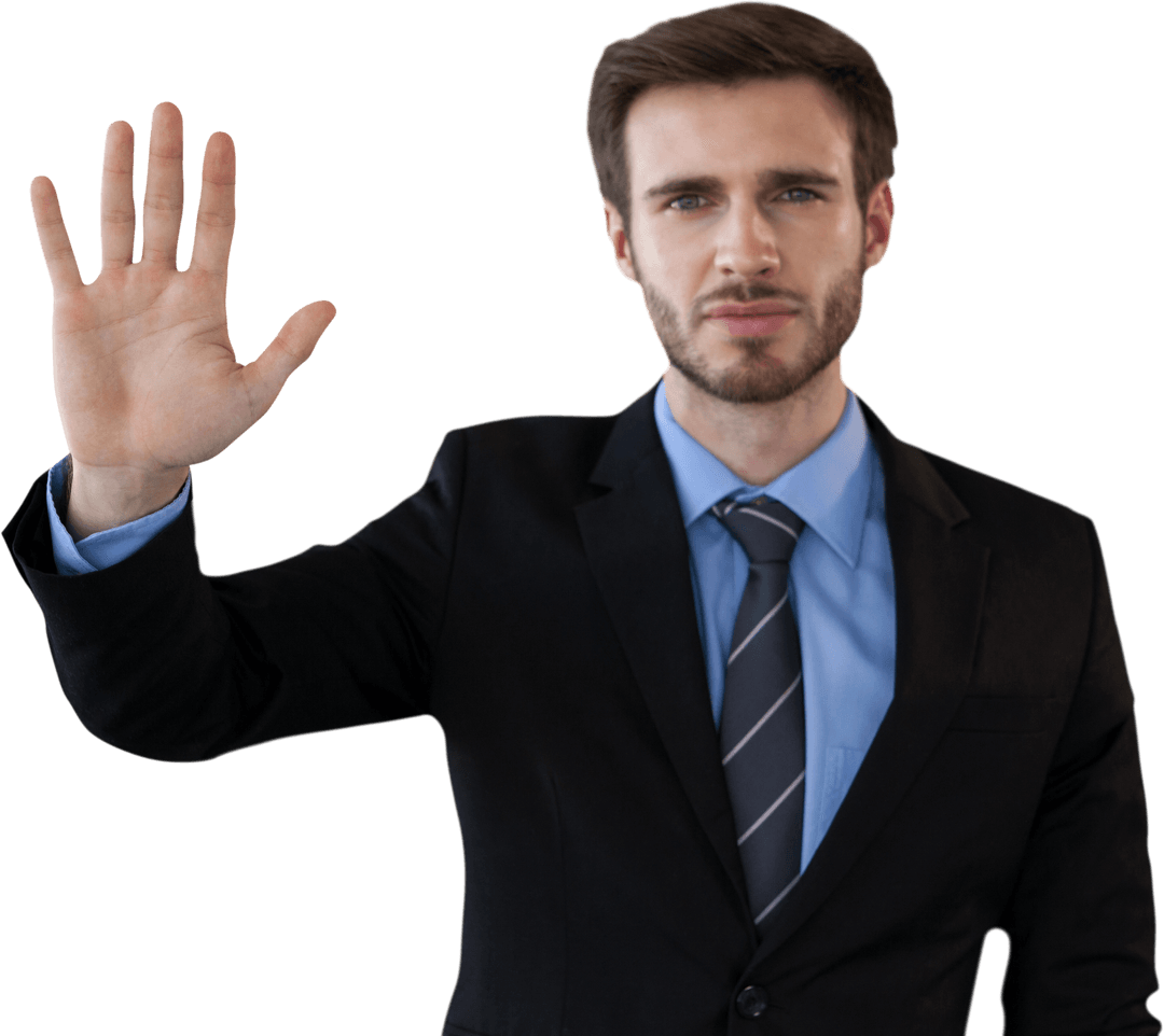 Transparent Businessman Engaging with Interface