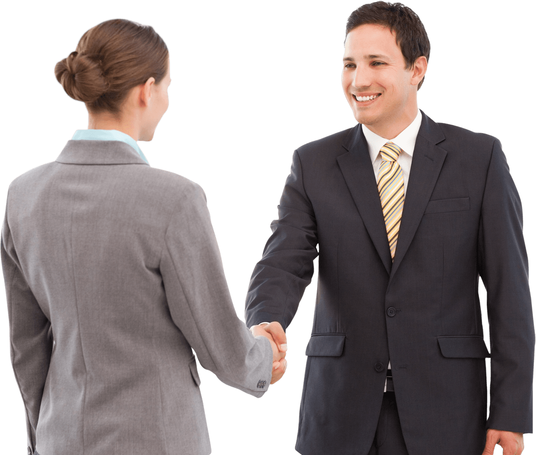 Transparent Business People Shaking Hands in Workplace
