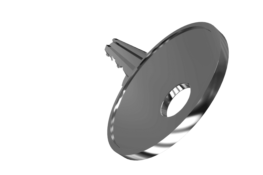 Transparent Metallic Key Close-Up with Black Background