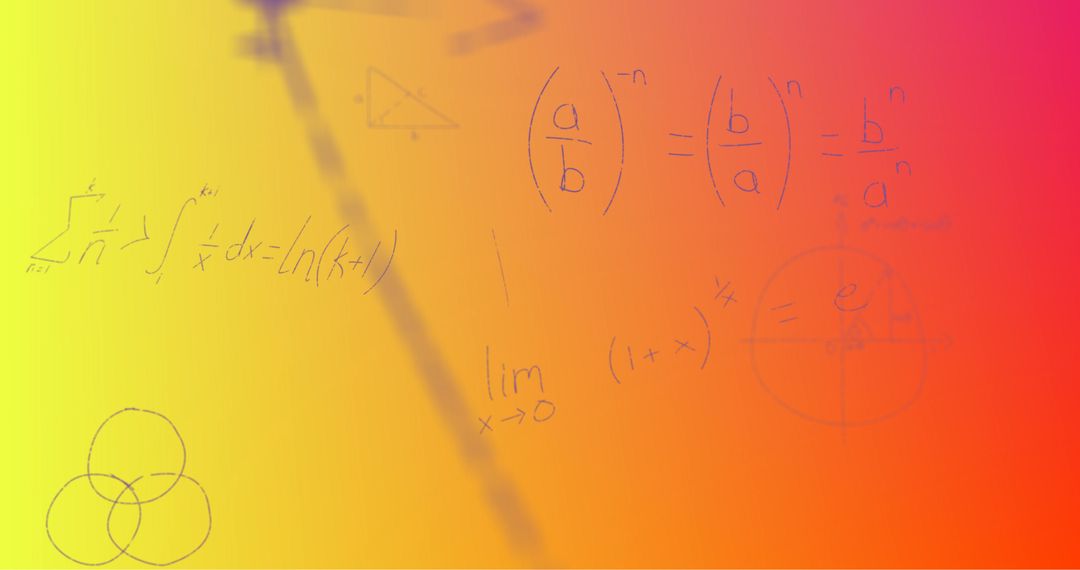 Colorful Background Displaying Handwritten Math Formulas for Education