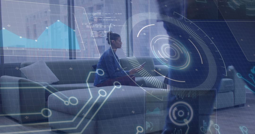 Innovative Data Analysis Collaboration in Modern Lounge Setting