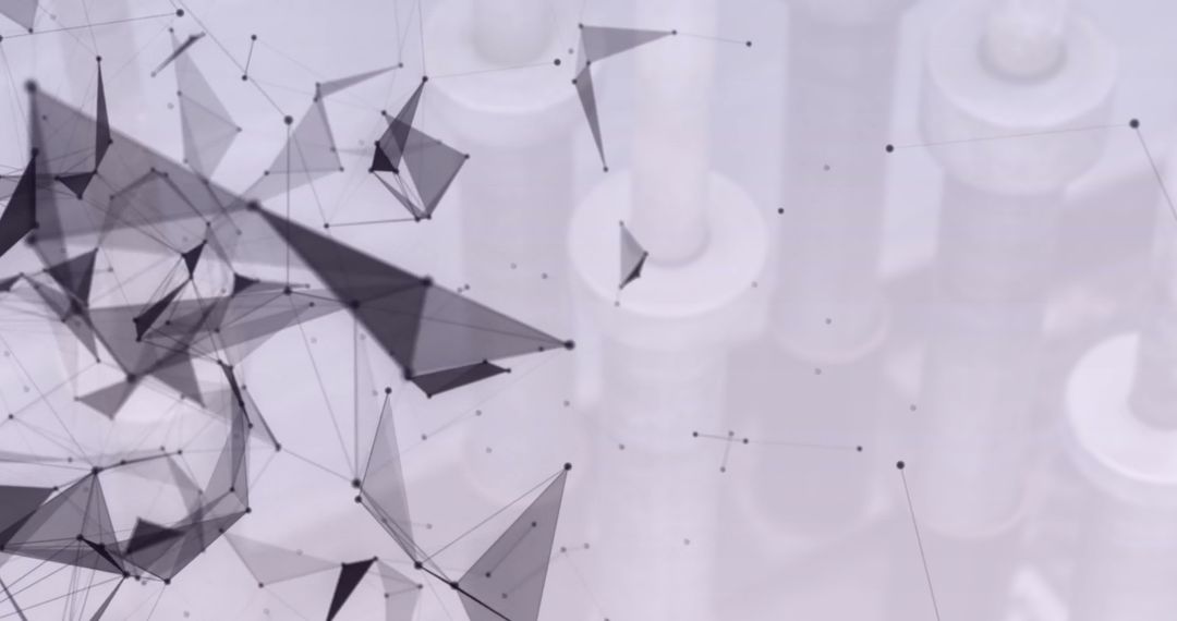 Abstract Digital Networks With Laboratory Test Tubes in Background