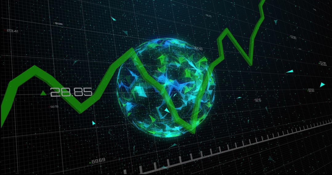 Futuristic Global Finance Interface with Rising Trend Graph