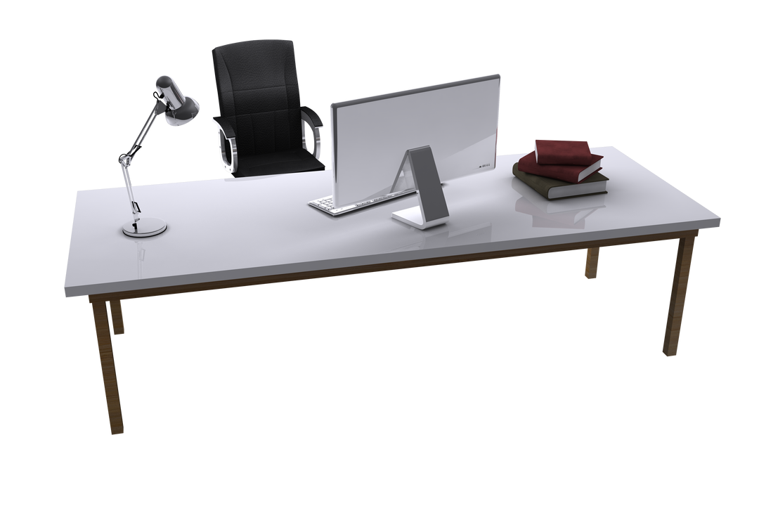 Office Desk with Computer and Accessories Transparent Illustration - Download Free Stock Images Pikwizard.com