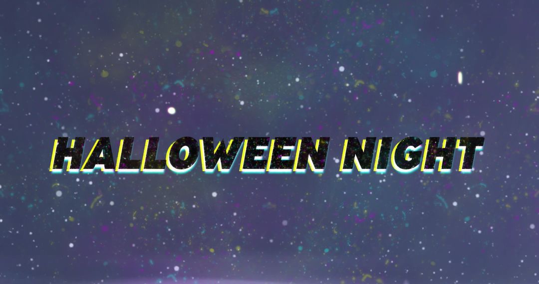 Halloween Night Text with VHS Effect on Blue Background