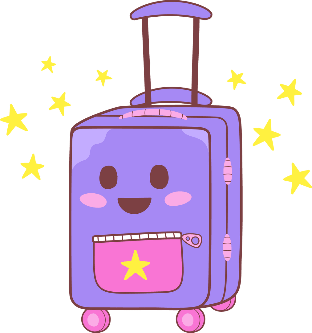 Cheerful Cartoon Suitcase with Stars, Whimsical and Playful Design