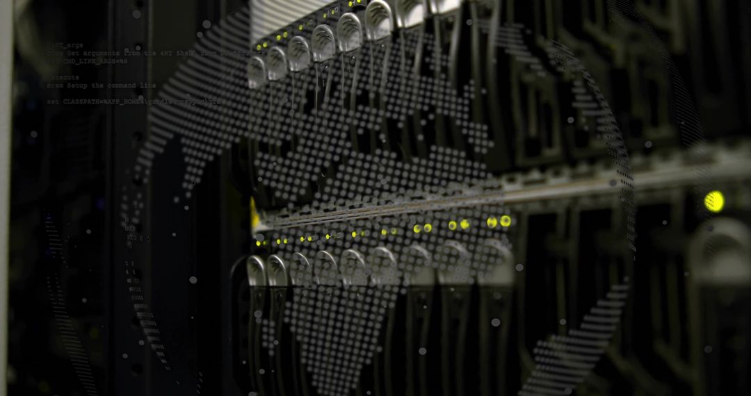 Data Center Servers with World Map Overlay for Global Network Connectivity