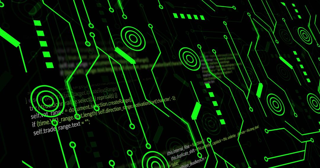 Futuristic Digital Interface with Green Circuit Patterns